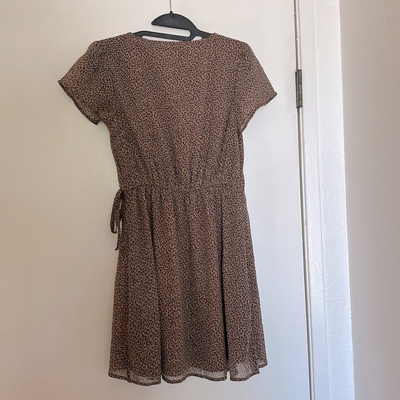 Abercrombie & Fitch Cheetah Print Wrap Dress XS Mini Flutter Sleeve vintage - Picture 8 of 10